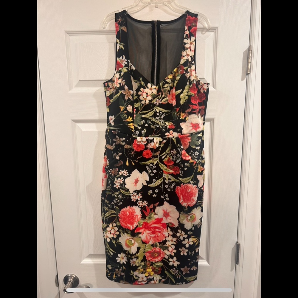 Bisou bisou size 10 black neon floral cocktail dress